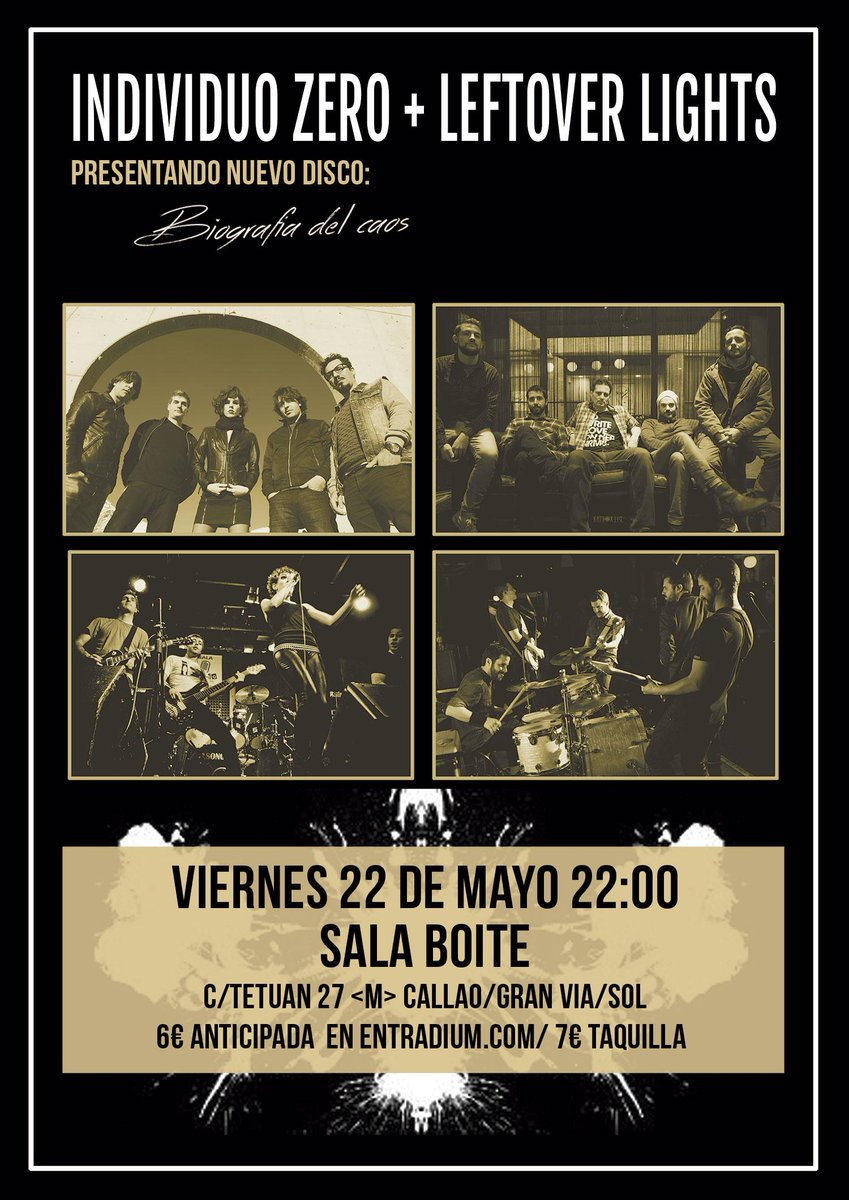 Metalcry's tweet photo. @IndividuoZero y @LeftoverLights presentan discos en @BoiteLive, Madrid! http://t.co/SHhXBII0VB http://t.co/Tfs7Vm5LMF