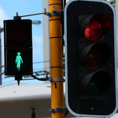 GIrl Power in Wellington – female silhouette trialled on pedestrian lights. Nice <a href="/WgtnCC/">Wellington City Council</a>. Via <a href="/PlacePartners/">Place Partners</a>