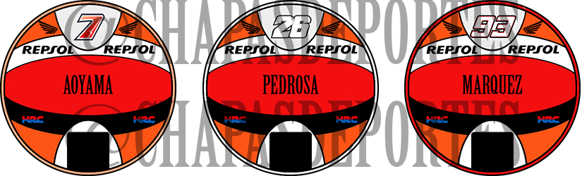 ChapasDeportes's tweet photo. #Chapas de .@MotoGP  de .@marcmarquez93 .@26_DaniPedrosa y .@OfficialHAOYAMA de @HRC_MotoGP http://t.co/zz4PndP0fZ http://t.co/23H7eM4Jg2
