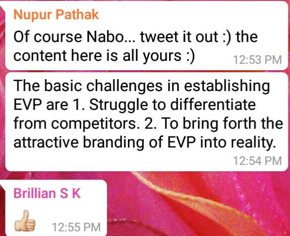 nabomita_smiles's tweet photo. Employee Value Proposition: strategies to overcome the challenges as shared by @imnoops @WOWHR50 #HR #EVP #strategy http://t.co/IgOiaTFgOt