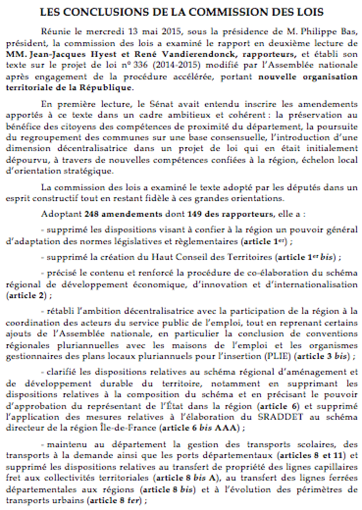 Senat_Direct's tweet photo. Fin de la présentation des conclusions de la com° des lois sur la loi #NOTRe : http://t.co/9cEepgQqad #directsénat http://t.co/t1gNO9qpF0