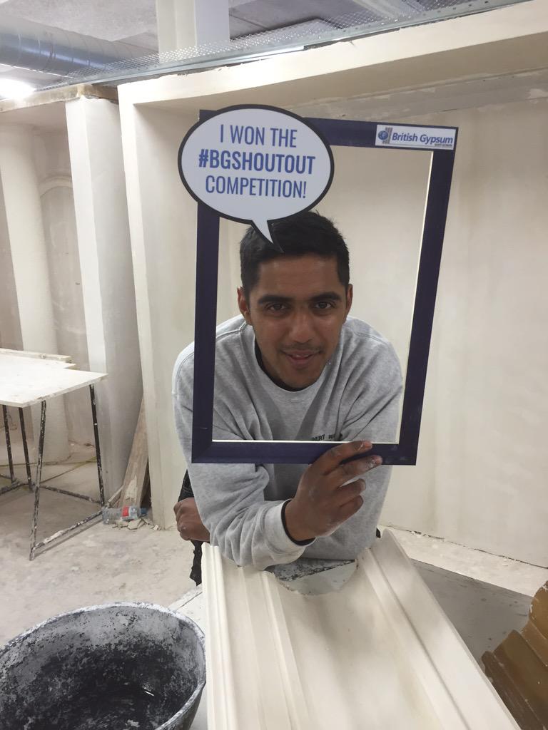 JamesMac_BG's tweet photo. Adam Mala one of the lucky winners of #BGShoutOut #boltoncollege #plastering #skills http://t.co/1Wy9Hq1tln