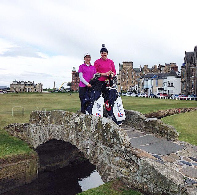 UStAGolfL's tweet photo. A couple of the St Andrews girls playing the Old Course to finish of the academic year in style #LGC #Opencourse2015 http://t.co/bNiIbS13Cx