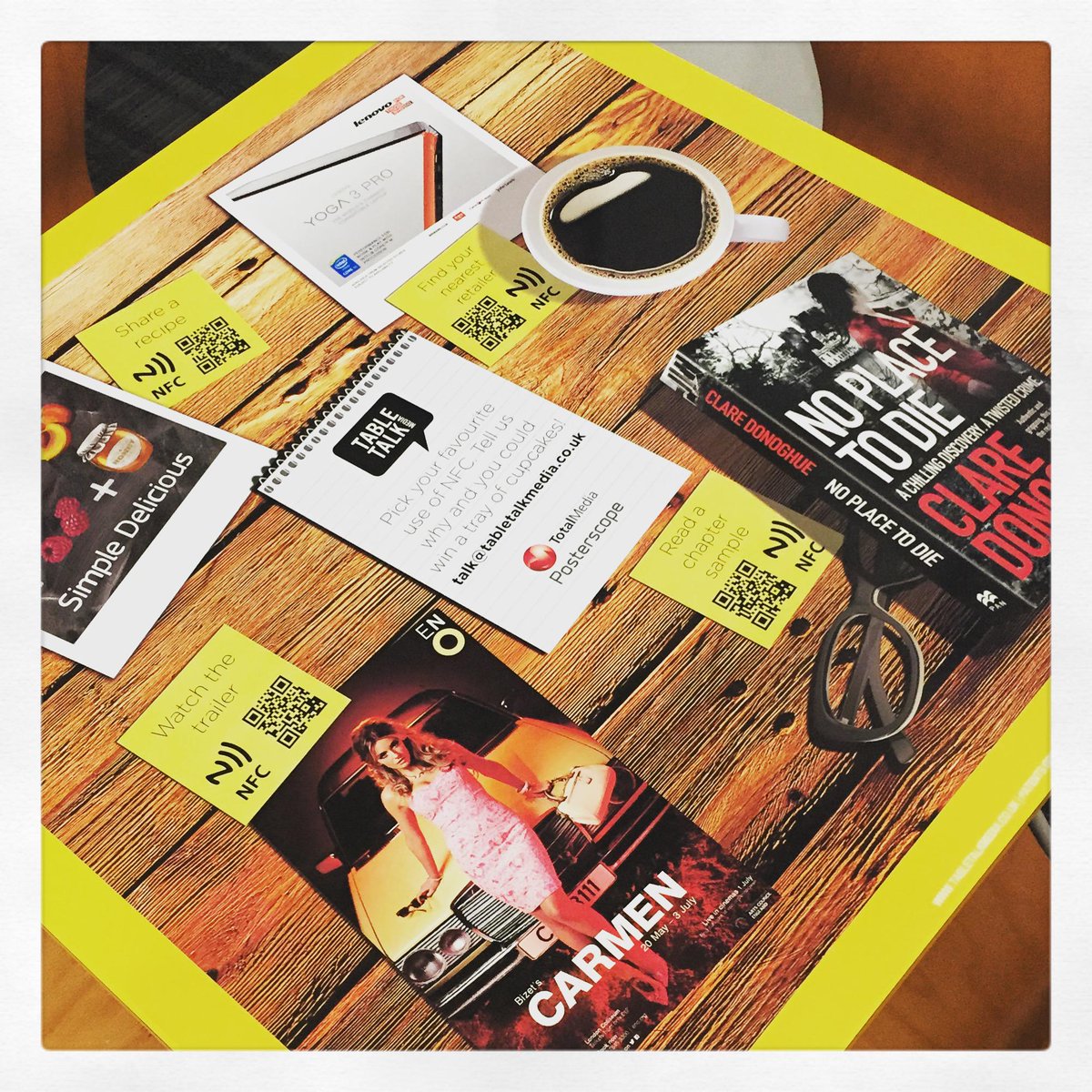 TotalMediaUK's tweet photo. @tabletalkmedia @Posterscope @ecnuk Love the tabletop NFC #media - gorgeous creative *and* tech! #OOHWeek http://t.co/X769CkJt27
