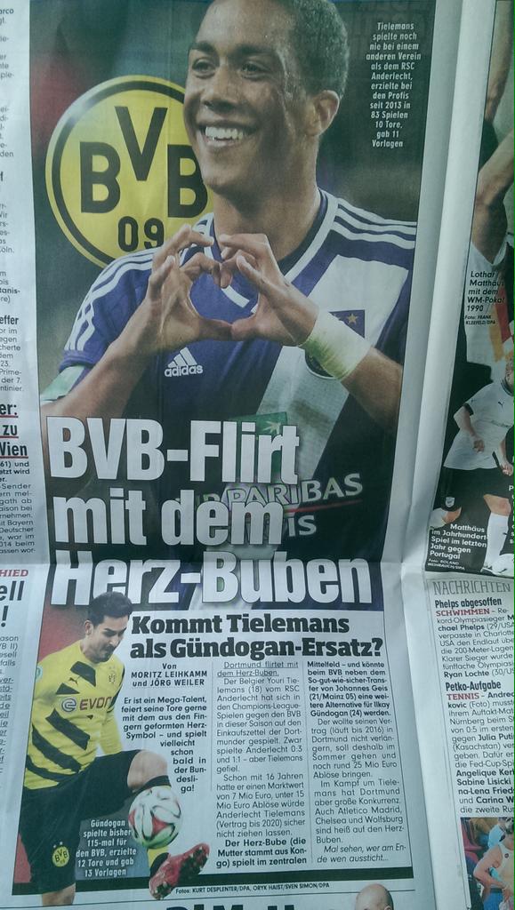 anderlechtbr's tweet photo. BVB quer Tielemans para substituir Gundogan, que sairia para o Manchester United. http://t.co/Ev7XKrG4vn