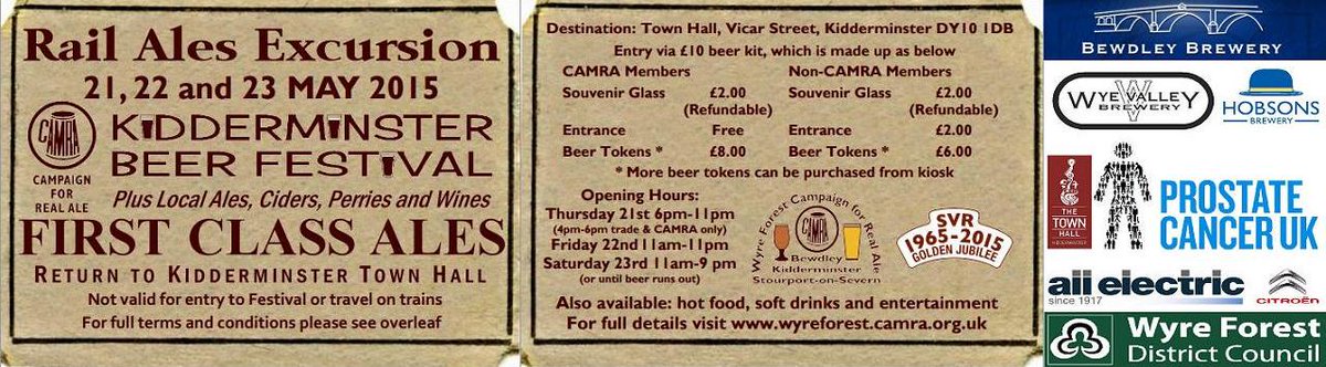 OPENS IN KIDDERMINSTER TOWN HALL THURSDAY 21 MAY 6pm (4pm CAMRA member’s pre-view and invited Trade guests) #camra