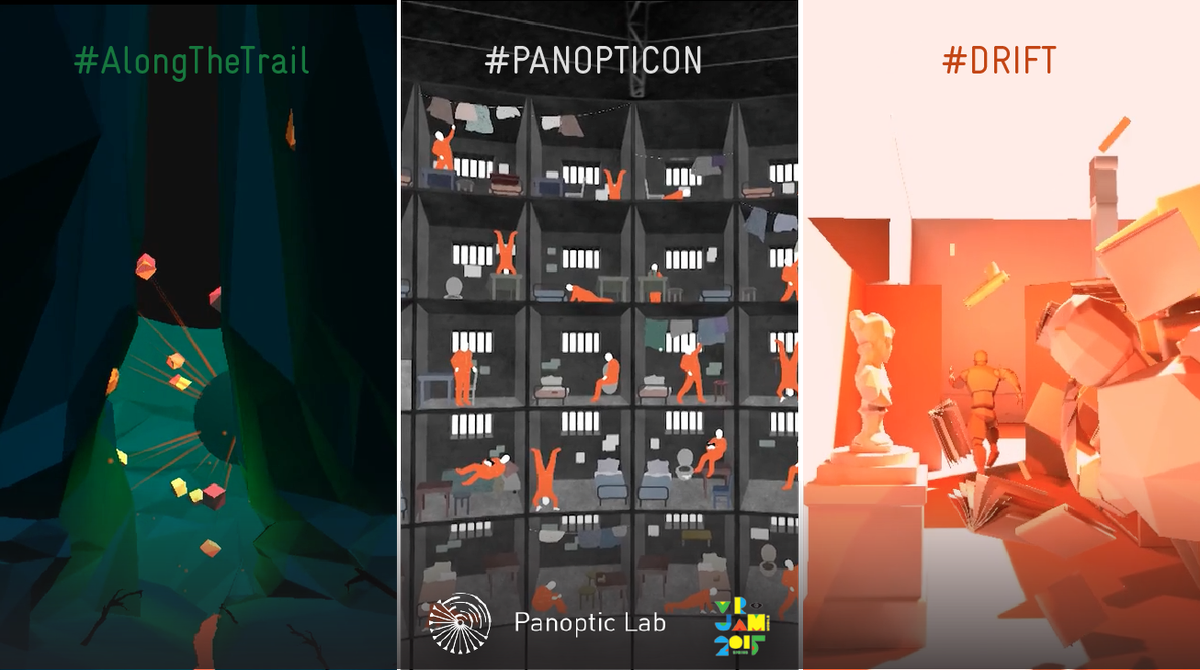 PanopticLab's tweet photo. #AlongTheTrail &amp; #Panopticon are finalists @oculus #VRJam as well as #DRIFT made by our cofounder @Dyfer08 w/@Tzabslo http://t.co/gTdokLGho4