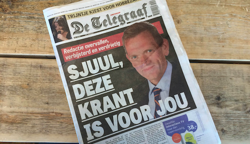 455.927 kranten bezorgd bij Sjuul Paradijs - Telegraafbezorgers namen krantenkop letterlijk speld.nl/?p=54192