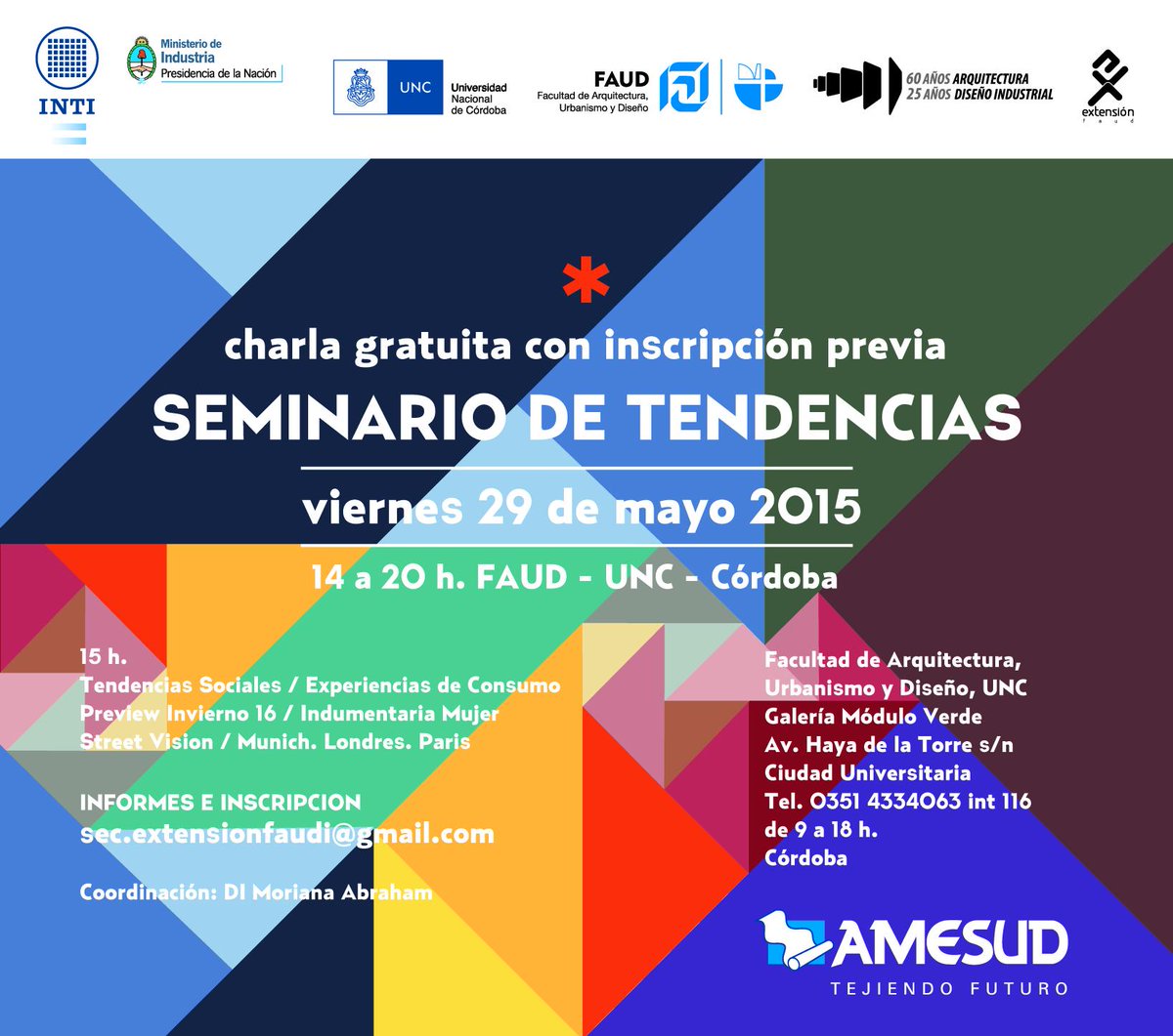 OdtINTI's tweet photo. #CÓRDOBA #CircuitodeTendencias27 29.05 #Diseño #Innovación @INTIargentina #INTICBA @INDUSTRIA_ARG @unc_cordoba http://t.co/MksF5q25vh