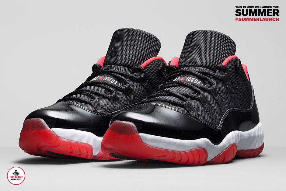 jordan 11 red and black footlocker