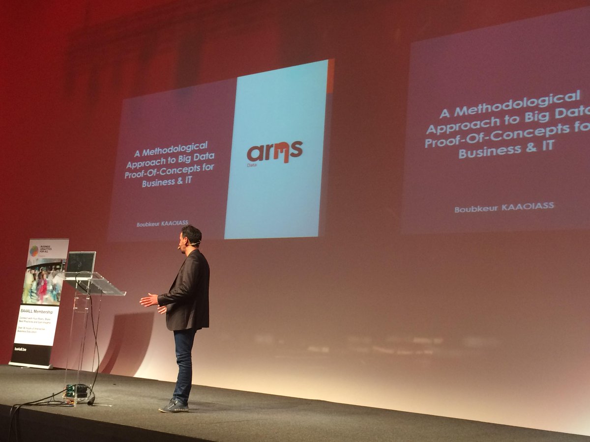arhs_data's tweet photo. Boubkeur now live on stage at the @ba4all_be event on #BigData &amp; #Analytics http://t.co/x1MRSp7io2