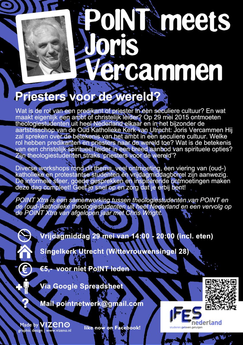 Nog anderhalve week en #POINT meets #JorisVercammen komt spreken voor  theologiestudenten uit heel NL.