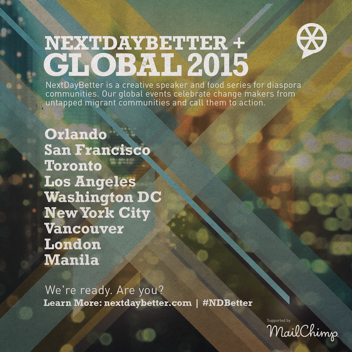 NextDayBetter's tweet photo. We're going global! @NextDayBetter 2015 is in 9 cities round the world. Join us: http://t.co/3dCzlN8AFd #ndbetter http://t.co/xz9dC1gJpH