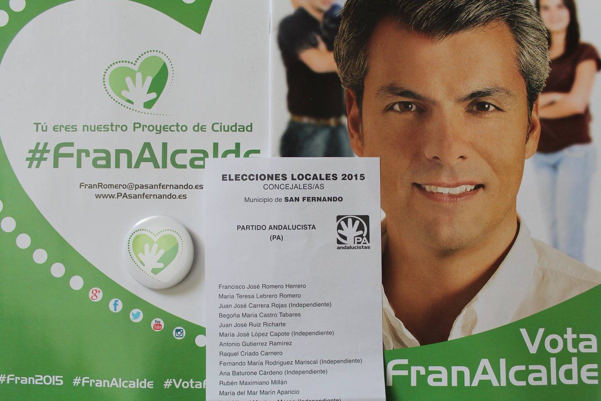 ConFranRomero's tweet photo. Esta es la papeleta de Fran Romero. La del Partido Andalucista #LaIslaSF La de #FranAlcalde. Búscala y #VotaFran #RT http://t.co/rJ7EInyKWC