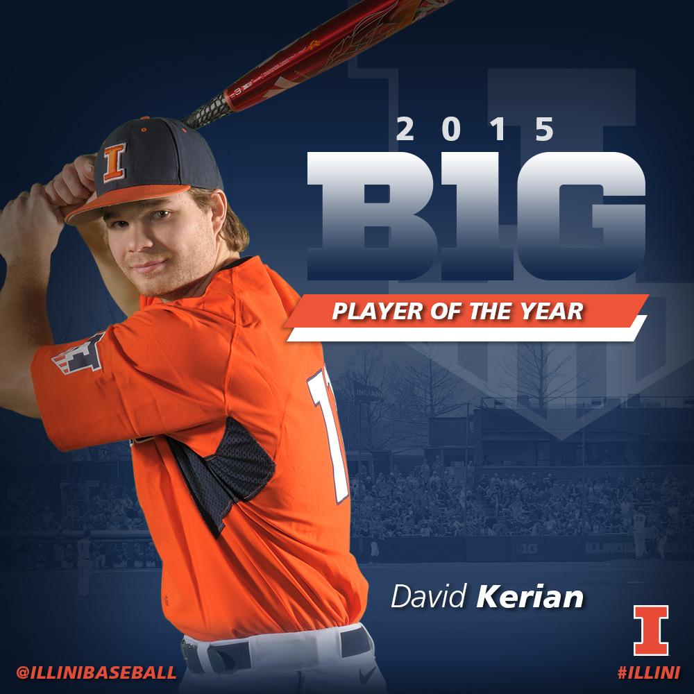 IlliniBaseball's tweet photo. #B1G Player of the Year: @Dkerian12 

.383, 42 R, 13 HR, 45 RBI

2nd #Illini in 3 years &amp; 9th overall to win award! http://t.co/nT02ZzmLi9