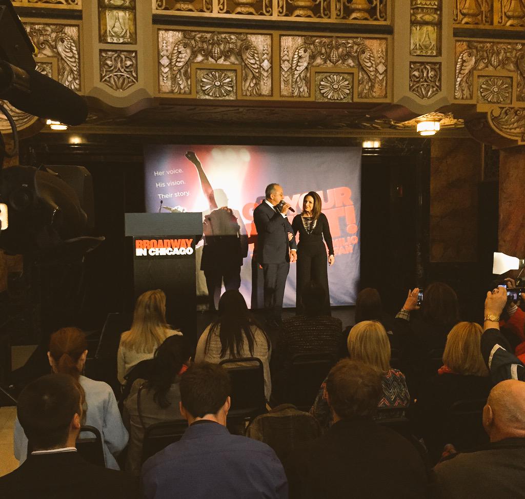 Press conference in full swing! <a href="/OnYourFeetBway/">ON YOUR FEET! The Story of Emilio & Gloria Estefan</a> #Chicago #OrientalTheater <a href="/broadwaychicago/">Broadway In Chicago</a> (GsPeeps)