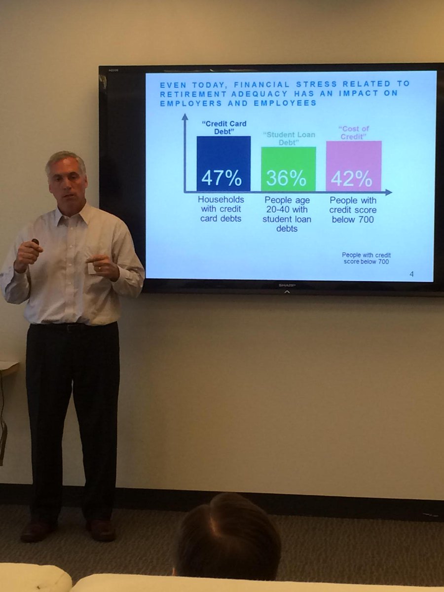 JGoveMercer's tweet photo. Louis Gagnon on challenges of retirement saving in the face of credit card and student loan debt #mercerinnovates http://t.co/vgrDD8zbLx