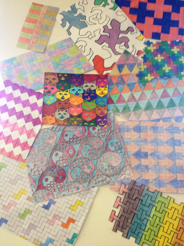 FGSmaths's tweet photo. Amazing tessellations created by 7zF, including some made out of cake!  YUM!! @FlixtonGS http://t.co/nxbOJP6XgF