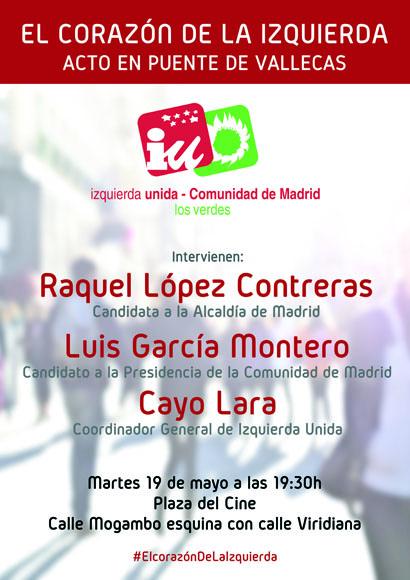 IzqdaFuencarral's tweet photo. Esta tarde con @RaquelLopezIU @LuisGanaMadrid y @cayo_lara y en Vallecas @IUParla @IUHortaleza @IUjdsalamanca http://t.co/klNkWg7jyc