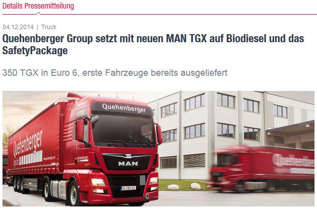 bioltec's tweet image. #Quehenberger Group mit #MAN TGX #Euro_6 Lkw auf #Biodiesel und SafetyPackage. Infos unter tiny.cc/jc3eyx