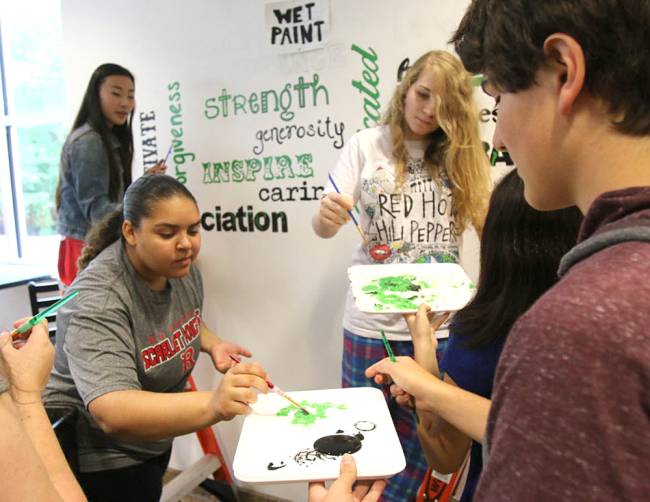 northjersey's tweet photo. Pascack Valley High fights back; Students hang banners of "Respect" after slurs http://t.co/OfHQjrdFJ9 #PeaceinPV http://t.co/zm5xg3XImy