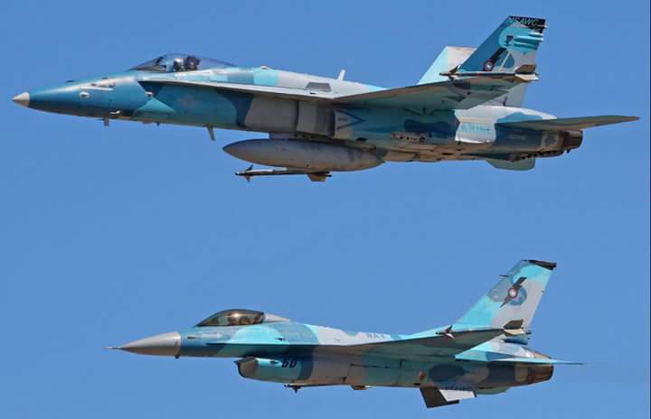 LexiFlirty's tweet photo. F/A-18C and F-16A NSAWC http://t.co/yQBgpVKl5K