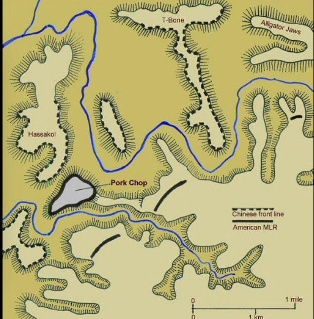 Koreasplits's tweet photo. In April 1953, a battle over a piece of land called "Pork Chop Hill" resulted in deaths of over 100 Americans http://t.co/IHZzSS12Ir