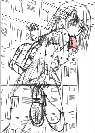 下駄箱の線画なかなかにつらかったけどたのしかった 