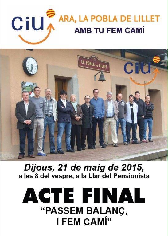 ciulillet's tweet photo. Us esperem a l'acte final de campanya!!! #araLaPobladeLillet #ambtufemcamí #orgulldepobla http://t.co/jrKQ243RQb
