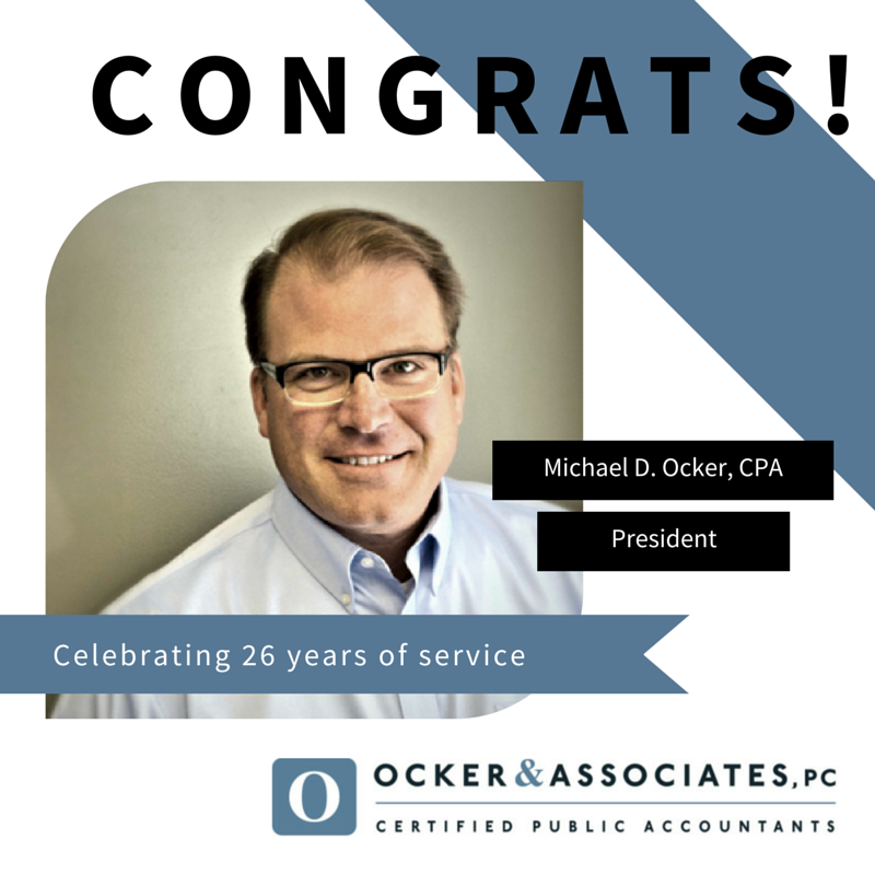 OckerAccounting's tweet photo. Congrats to @MikeOckerCPA on 26 years of service with our firm! https://t.co/2izoRiIVOo http://t.co/Sn9fxhWaEz