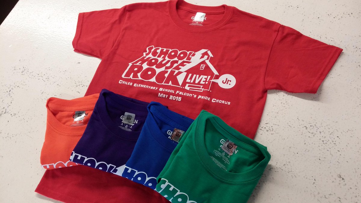 image_depot's tweet photo. Chiles Elementary School House Rock Jr shirts finished. Feeling nostalgic! #schoolhouserocklivejr http://t.co/kXx78mkc92