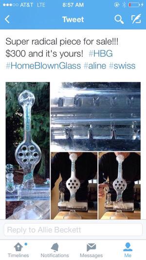 canna_obscura's tweet photo. $300 including shipping and this #HBG is yours! #HomeBlownGlass #InlinePerc #BongForSale http://t.co/XnFnSLd6hC
