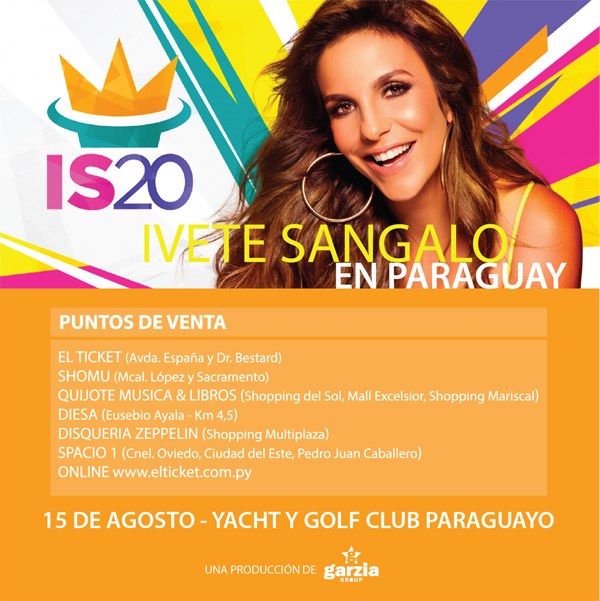 ticketshowpy's tweet photo. Estos son los puntos de ventas habilitados para el show de Ivete Sangalo en Paraguay! Aprovechá ya los descuentos! http://t.co/xBGr74yAlq