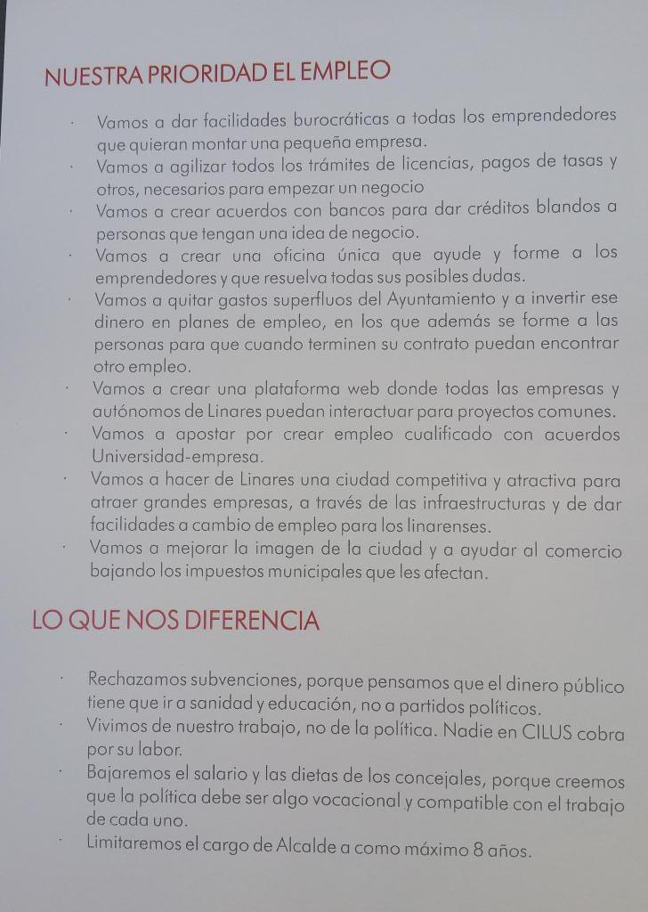 LinaresCILU's tweet photo. Nuestra prioridad principal: el empleo. Queremos futuro en Linares. #CILUSporLinares #YoQuieroVivirEnLinares http://t.co/J8xTb9sQZm