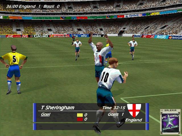 90sfootball's tweet photo. Teddy Sheringham celebrates scoring for England on the FIFA World Cup '98 video game. http://t.co/l7gxlduU89