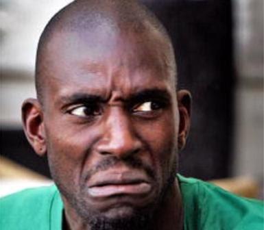 Kevin Garnett\s happy birthday face gone awry. No Fudgie the Whale tends to cause this expression. 