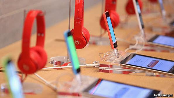 TheEconomist's tweet photo. Apple's acquisition of @drdre's Beats for $3 billion a year ago looks much smarter now http://t.co/Fe8TCiv4SD http://t.co/e13zIiWUAA