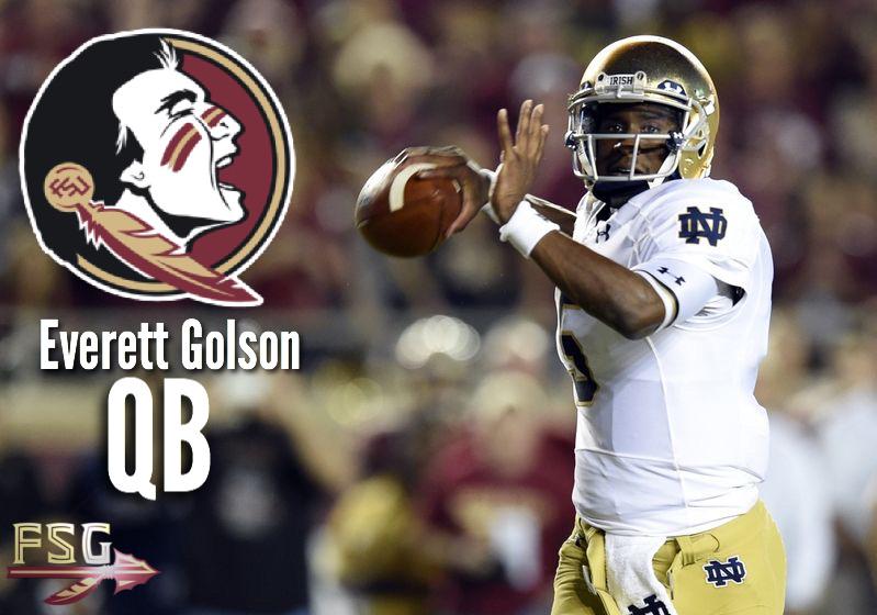 NoleGameday's tweet photo. Everett Golson has transferred to FSU. He accounted for 55 total TDs in 2 years at ND. Led Irish to 2012 title game. http://t.co/tnayQNaGmd