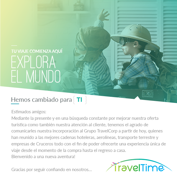 traveltime_com's tweet photo. Viajes Turaser ahora es #ViajesTraveltime :) http://t.co/uEk44mv2tQ