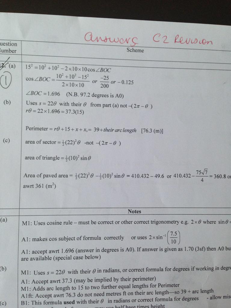 KTSMATHS's tweet image. Year 12 c2 answers 5-8