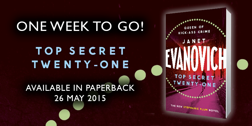 headlinepg's tweet photo. Just one week to go until #TopSecretTwentyOne arrives in paperback. Stephanie Plum fun from @janetevanovich! http://t.co/PrZtwUE9CE