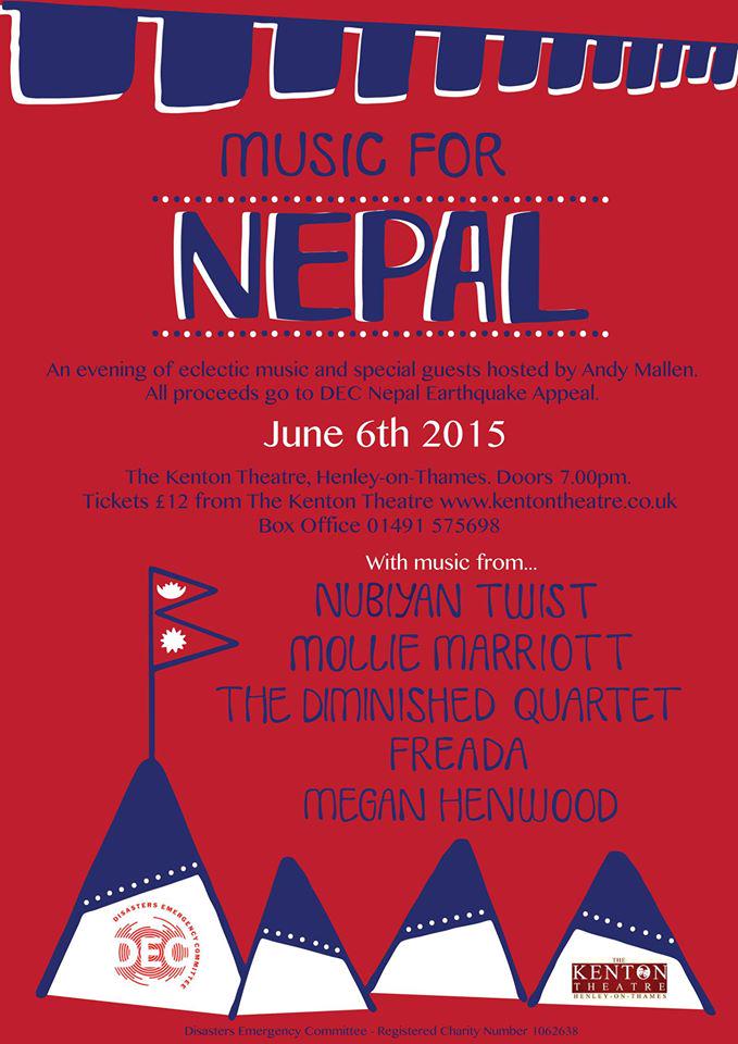 ...just announced ... Music for Nepal ...Sat 6th June...all tickets £12...<a href="/meganhenwood/">Megan Henwood</a> @MollieMarriott #NepalQuake