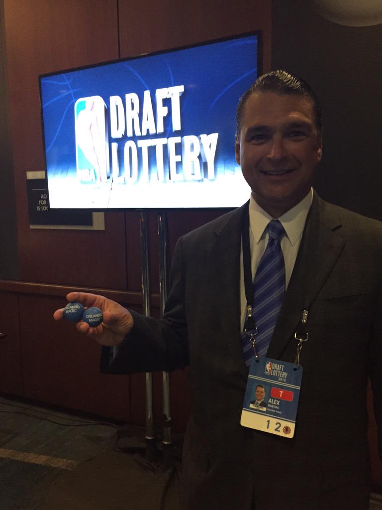 OrlandoMagicCEO's tweet photo. Getting set for the NBA Draft Lottery. We have the lucky ping pong balls with us which became Shaq &amp; Penny. http://t.co/SzQqXiEoVv