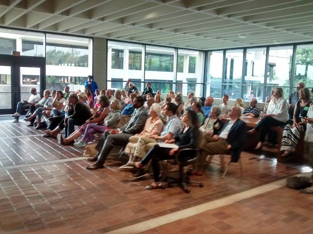 JoekillianNC's tweet image. Council chamber has a capacity of 170. This is the OVERFLOW of rezoning opponents outside. #GSOPol