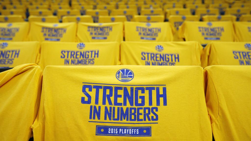 warriors's tweet photo. We've waited a long time for this, #DubNation. 

Game 1 in 2 hours. #WCF #StrengthInNumbers http://t.co/GHTiPLTGC1