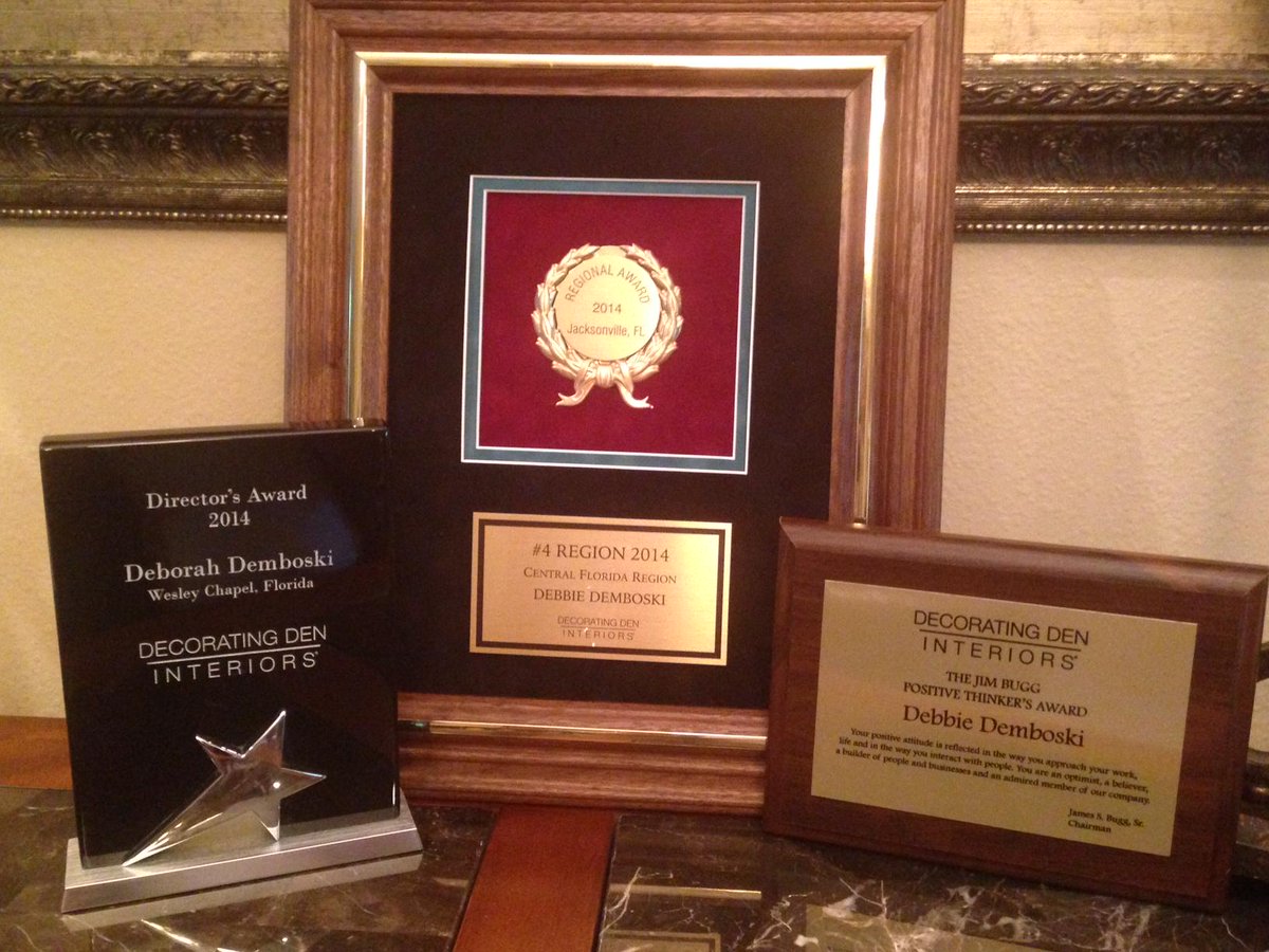 DecoratingDenFL's tweet photo. Just got home from Decorating Den Interiors conference in Jacksonville with the lovely awards! http://t.co/dK92jUJlz5