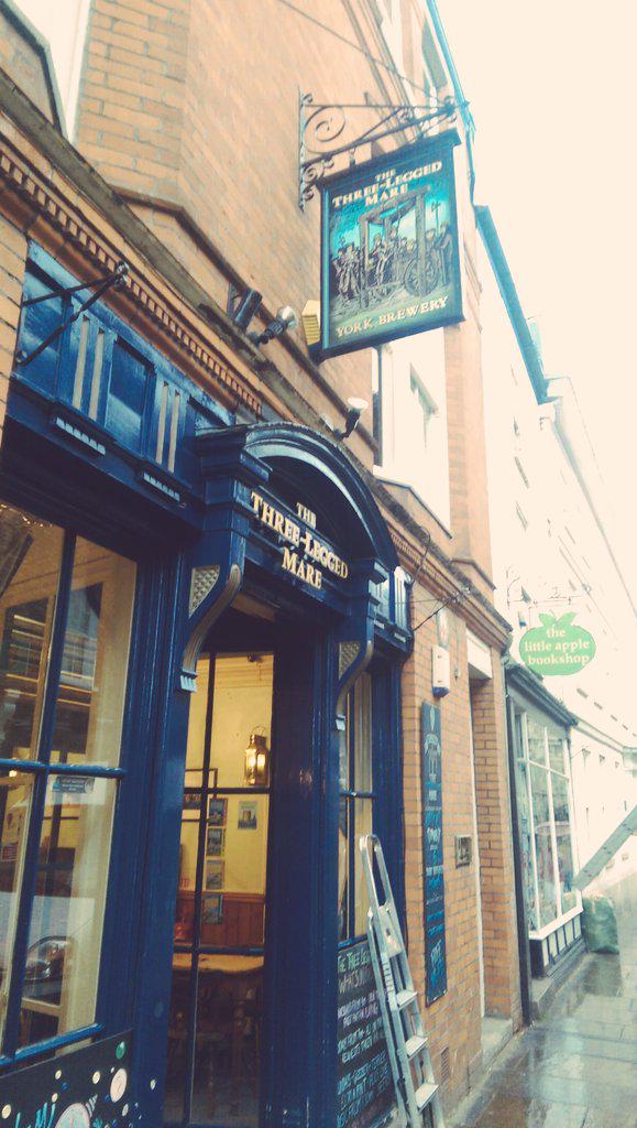 threeleggedmare's tweet image. The old pub sign is now back up where it belongs and it looks awesome. Things are looking up  @YorkBrewery