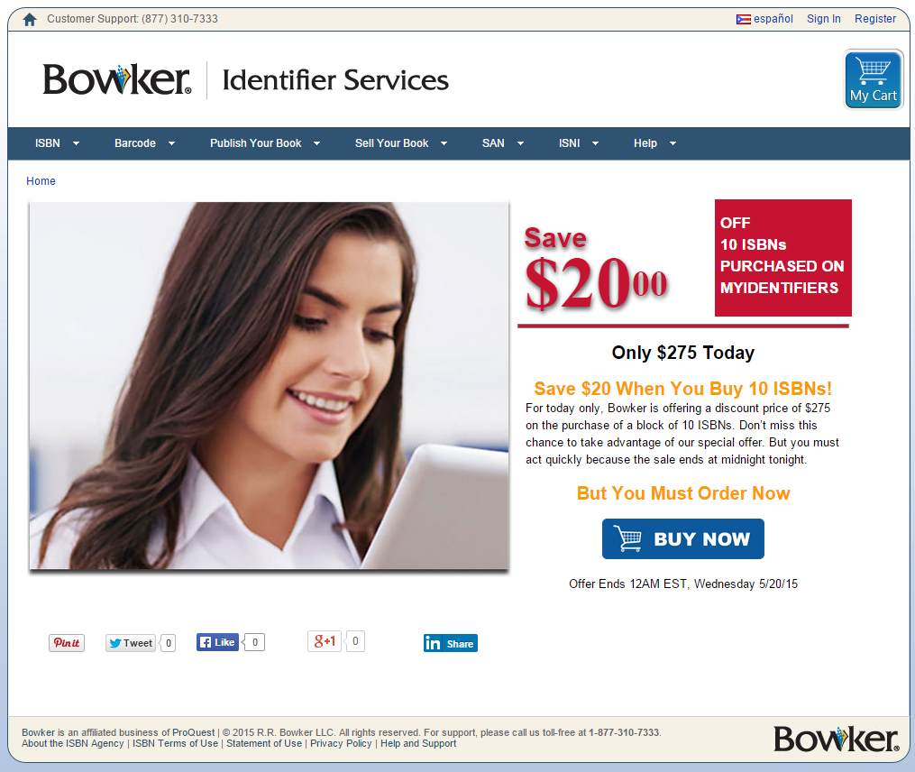 darkslidepress's tweet photo. one day #isbn sale on #bowker https://t.co/1UNRQsqCKO http://t.co/dyqtRVv4SJ