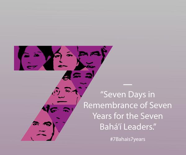 amnestyusa's tweet photo. After 7 years behind bars #Iran MUST release 7 unjustly jailed Baha'i leaders! http://t.co/88H9AdbGKs #7Bahais7years http://t.co/2DQWZnso8T