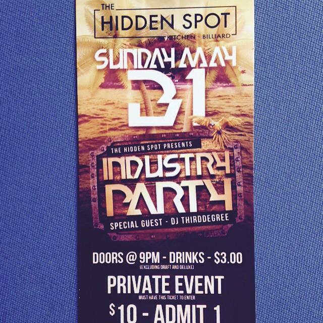 HiddenSpotYYC's tweet photo. Sunday, May 31 is our Industry Party! Join us for $3 drinks, billiards, and special guest @dj_thirddegree. http://t.co/ItyTeAWDd2